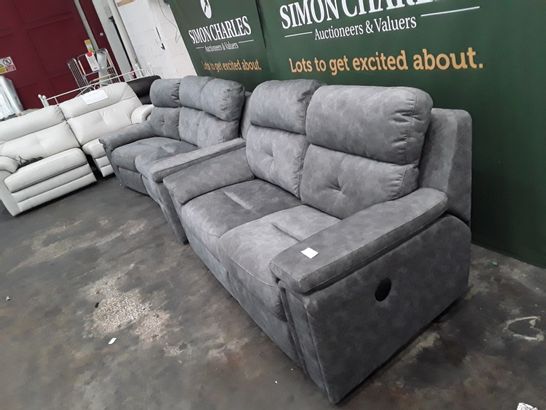 QUALITY G-PLAN BURFORD PRAMA PEWTER FABRIC THREE SEATER CURVED SODA AND TWO SEATER POWER RECLINING SOFA
