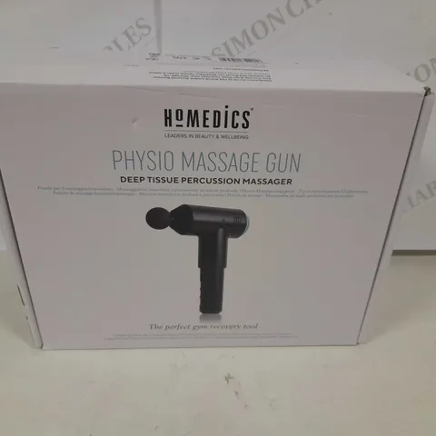 BOXED HOMEDICS PHYSIO MASSAGE GUN DEEP TISSUE PERCUSSION MASSAGER