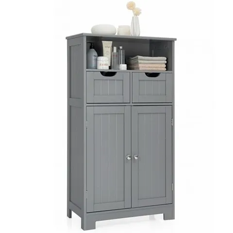 BOXED COSTWAY FLOOR STANDING UTILITY CABINET WITH ADJUSTABLE DRAWERS - GREY