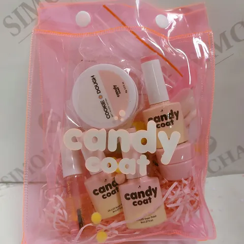 CANDY COAT NAIL KIT INCLUDING FILE, CUTICLE TOOL, SWATCH POPS AND GEL POLISH