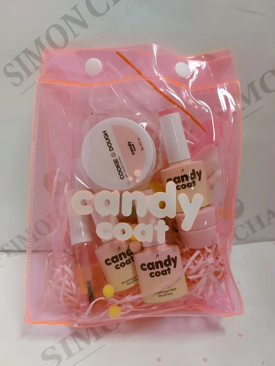 CANDY COAT NAIL KIT INCLUDING FILE, CUTICLE TOOL, SWATCH POPS AND GEL POLISH