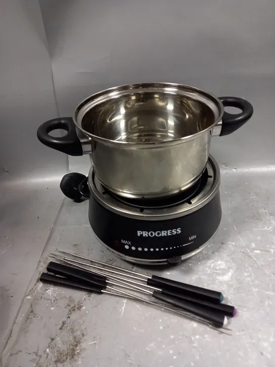 BOXED PROGRESS SWISS FONDUE SET IN BLACK/SILVER