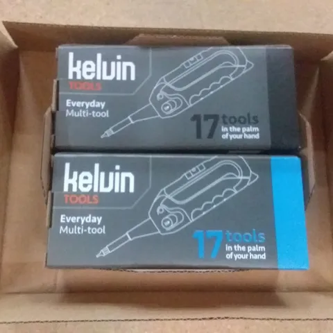 BOX CONTAINING 12 KELVIN TOOLS SET OF MULTI TOOLS