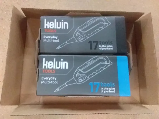 BOX CONTAINING 12 KELVIN TOOLS SET OF MULTI TOOLS