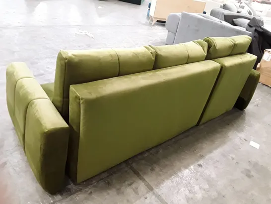 QUALITY DESIGNER CORNER SOFA - GREEN VELVET 