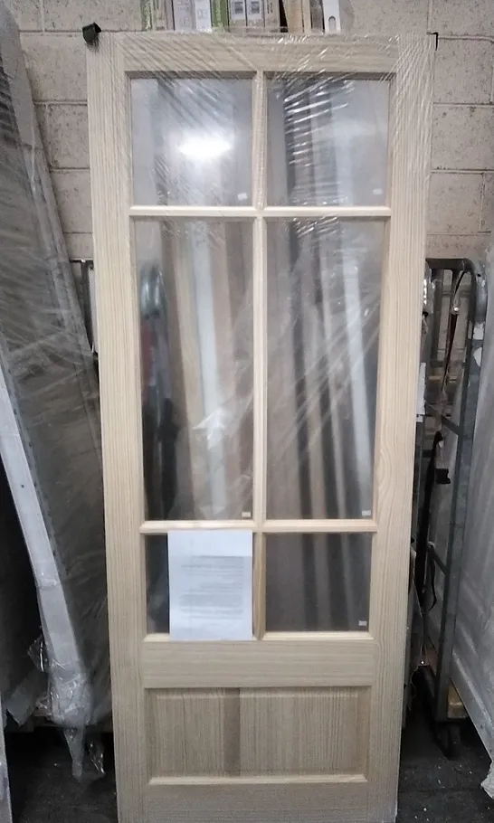 2 VERTICAL PANEL 6 LITE LOW RAIL CLEAR PINE GLAZED INTERNAL DOOR 1981×762MM