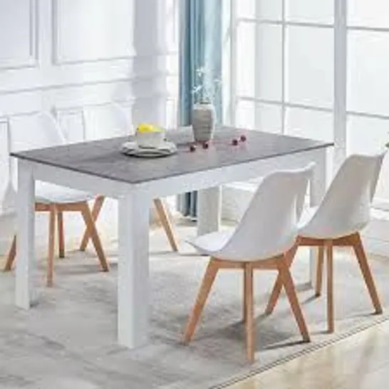 BOXED DINING TABLE GREY TOP/WHITE LEGS 120×80×75CM