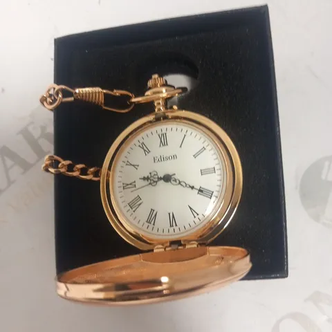 MENS EDISON POCKET WATCH – QUARTZ MOVEMENT – CHAIN AND GIFT BOX INCLUDED