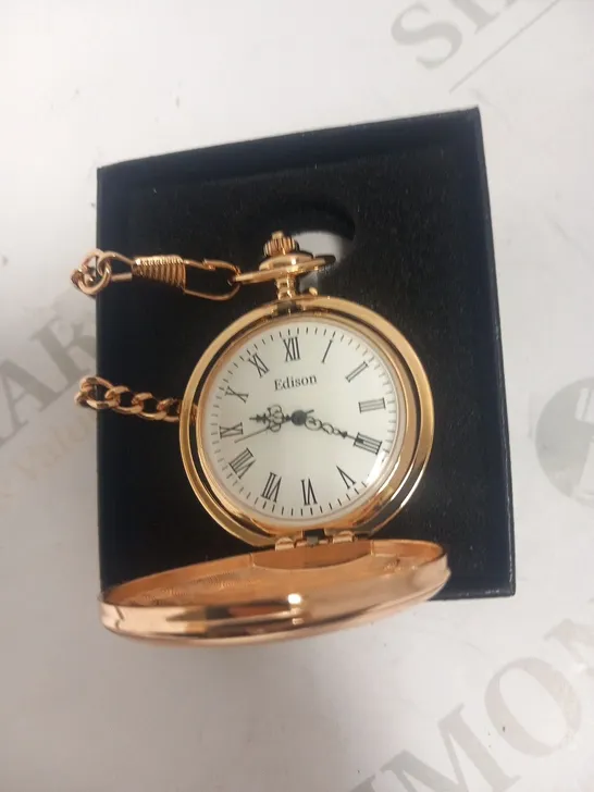 MENS EDISON POCKET WATCH – QUARTZ MOVEMENT – CHAIN AND GIFT BOX INCLUDED