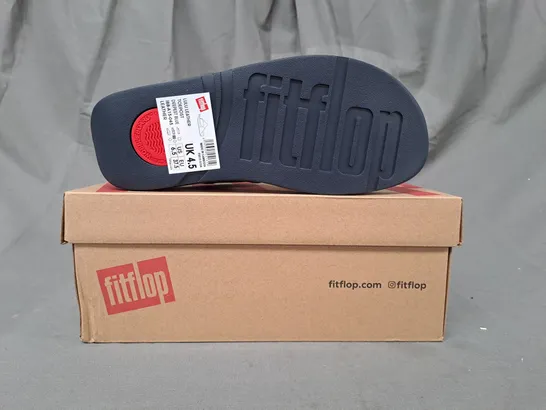 BOXED PAIR OF FITFLOP LULU LEATHER TOE-POST SANDALS IN NAVY UK SIZE 4.5