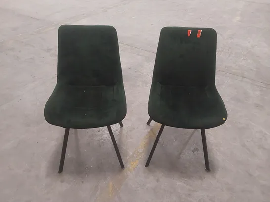 SET OF 2 CORALIE VELVET UPHOLSTERED DINING CHAIRS - FOREST GREEN 