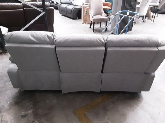 DESIGNER GREY FABRIC 3-SEATER MANUAL RECLINE SOFA - MISSING ONE SIDE PIECE