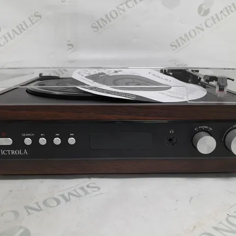 VICTROLA 3-IN-1 RECORD PLAYER AND 3-SPEED TURNTABLE MAHOGANY