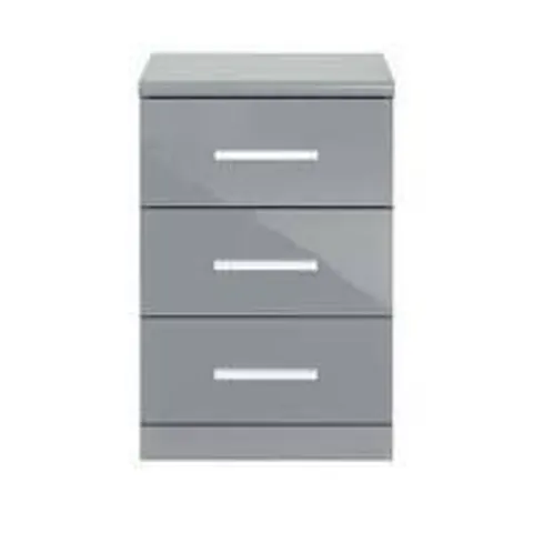 BOXED PRAGUE 3 DRAWER BEDSIDE CABINET - GREY