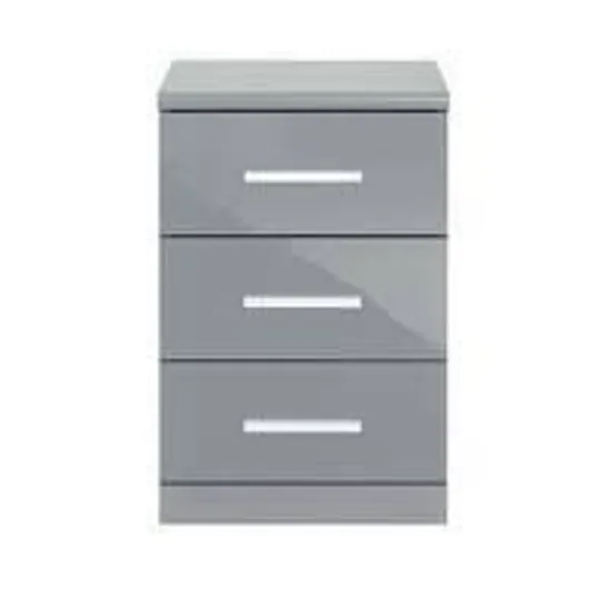 BOXED PRAGUE 3 DRAWER BEDSIDE CABINET - GREY RRP £69