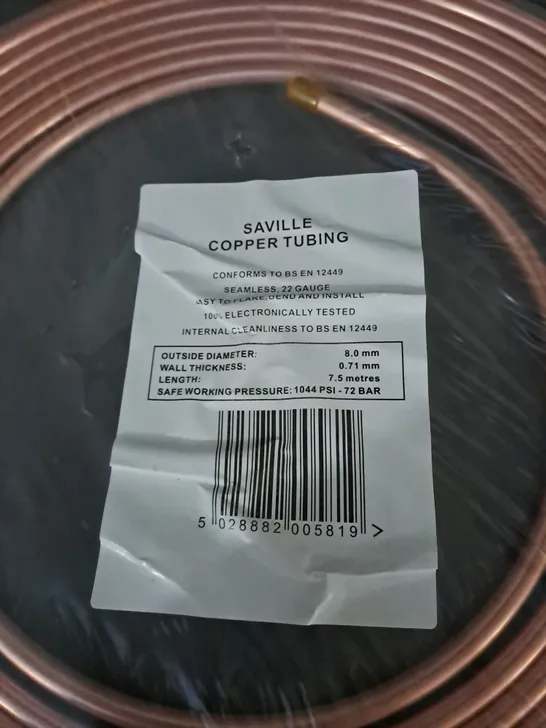 PACKAGED SAVILLE COPPER TUBING- 7.5 M