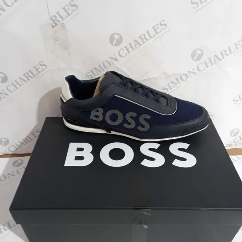 BOXED PAIR OF HUGO BOSS SATURN DARK BLUE SIZE UK 8