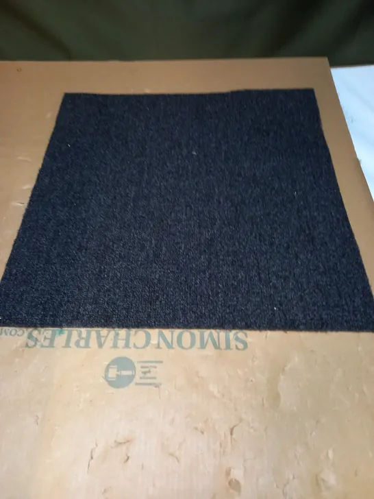 BOX OF APPROXIMATELY 36 SQUARE TILE CARPETS - BLACK - COLLECTION ONLY