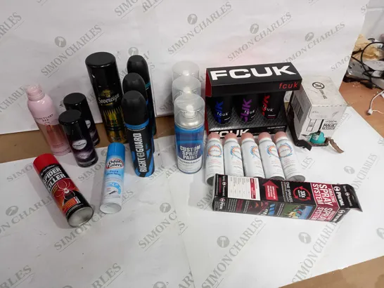 LOT OF APPROX 20 ASSORTED AEROSOLS TO INCLUDE BODY SPRAY, PAINT, HAIR SPRAY ETC