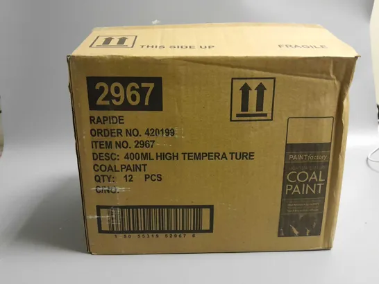 APPROXIMATELY 12 PAINT FACTORY HIGH TEMPERATURE COAL PAINT 400ML