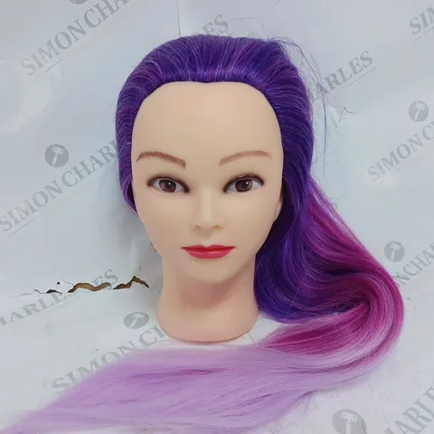 PLASTIC HEAD SYNTHETIC PURPLE OMBRE HAIR MODEL HEAD	