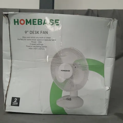 BOXED HOMEBASE 9" DESK FAN IN WHITE