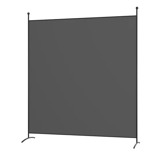 BOXED SINGLE PANEL ROOM DIVIDER WITH CURVED SUPPORT FEET - GREY