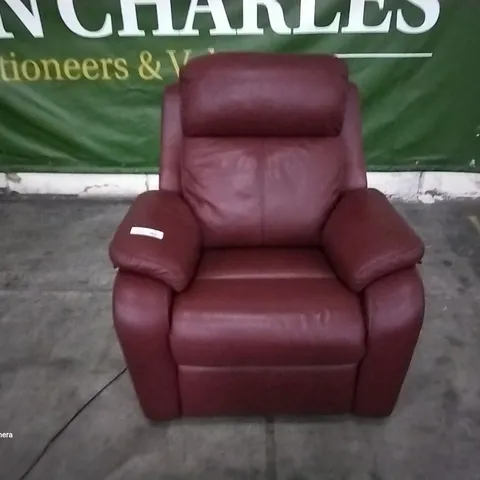 QUALITY BRITISH DESIGNER G PLAN KINGSBURY ELECTRIC RECLINING CHAIR CAPRI CLARET LEATHER 