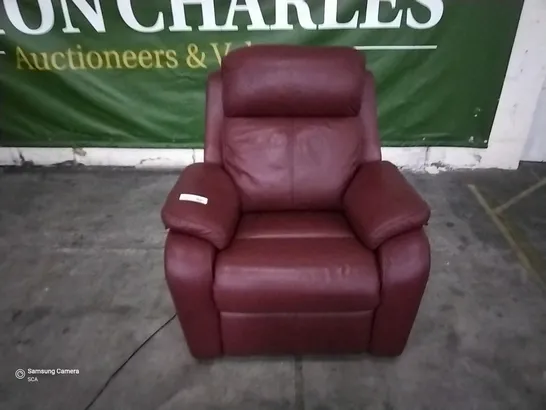 QUALITY BRITISH DESIGNER G PLAN KINGSBURY ELECTRIC RECLINING CHAIR CAPRI CLARET LEATHER 