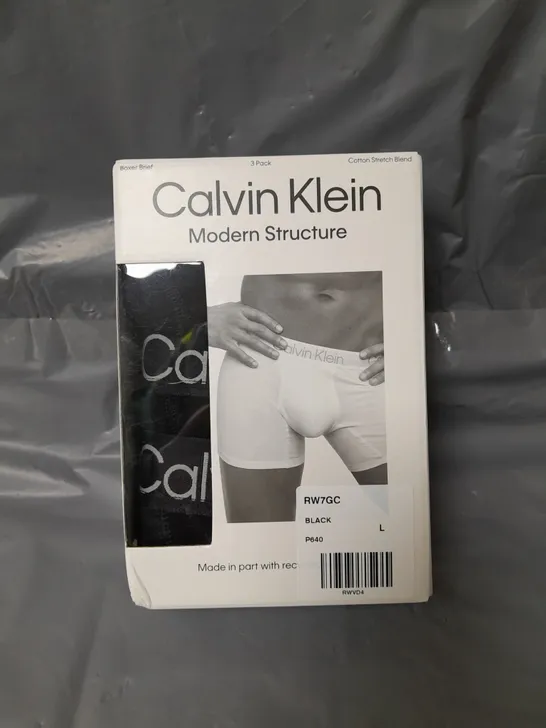 CALVIN KLEIN 3 PACK BOXER BRIEFS MODERN STRUCTURE - BLACK RRP £44