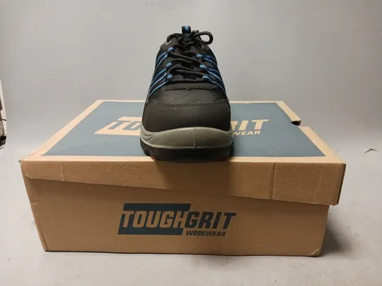 BOXED PAIR OF TOUGH GRIT ALDER 2 STEEL TOE SAFETY SHOES IN BLACK/BLUE UK SIZE 10