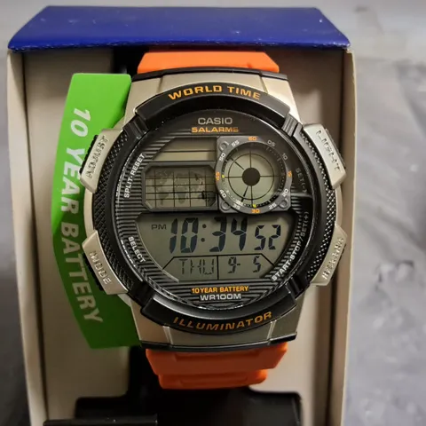 CASINO ALARMS SPORTS WATCH WITH ORANGE STRAP