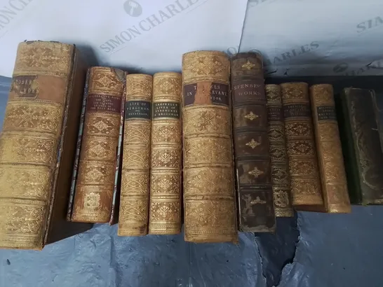 LOT OF 10 ASSORTED BOOKS FROM THE 19TH CENTURY TO INCLUDE ROBERTSON WORKS AND TRAVELS IN THE LEVANT C.T.NEWTON