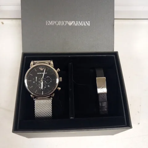 BOXED EMPORIO ARMANI WATCH AND BRACELET GIFT SET