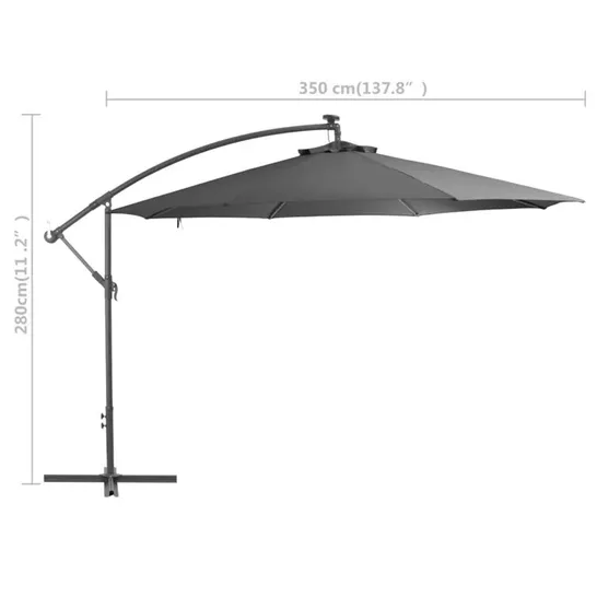 BOXED KAYSEN 350CM CANTILEVER PARASOL IN GREY (1 BOX)