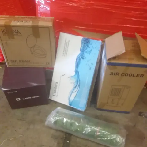 PALLET OF ASSORTED ITEMS INCLUDING TOILET RAISER, AIR COOLER, GLASS SET