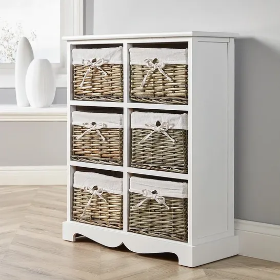 BOXED CASEY 6-DRAWER CHEST OF DRAWERS - WHITE (1 BOX)