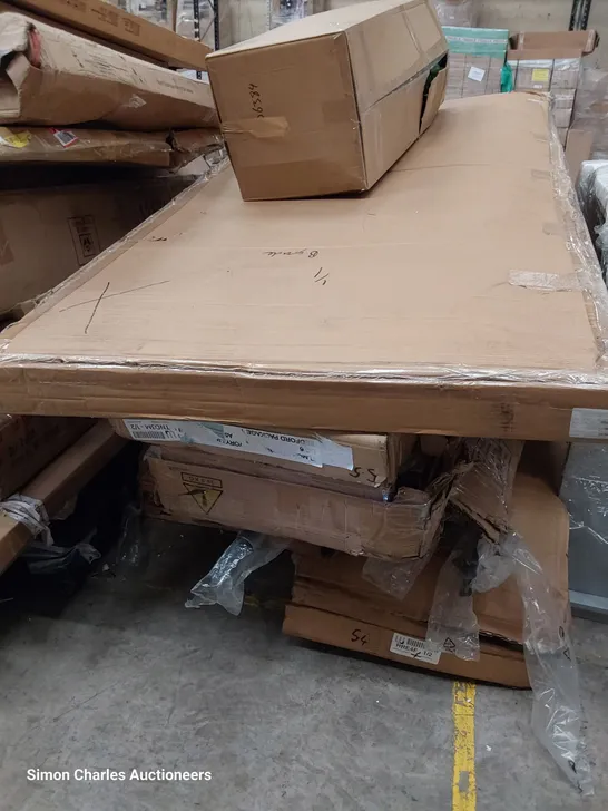 PALLET OF ASSORTED BOXED FURNITURE PARTS INCLUDING WARDROBES, BEDS, CHRISTMAS TREE,