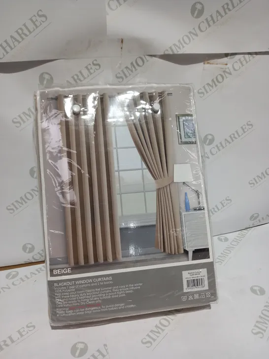 BEIGE BLACKOUT WINDOW CURTAINS  