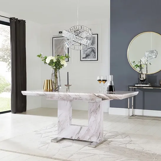 BOXED FLORENCE GREY MARBLE EXTENDING DINING TABLE 120-160CM (2 BOXES)