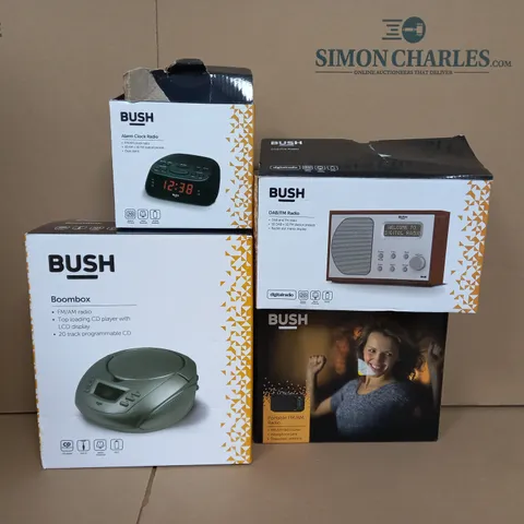 BOX OF APPROX 5 ASSORTED BUSH ITEMS TO INCLUDE - ALARM CLOCK RADIO , DAB/FM RADIO , BOOMBOX ETC