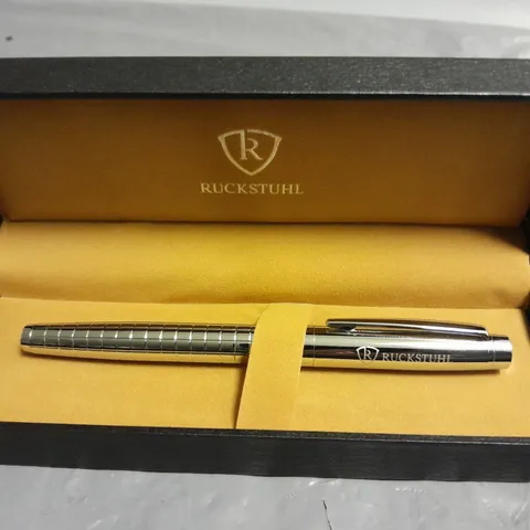 RUCKSTUHL STAINLESS STEEL HAND ASSEMBLED LUXURY PEN IN GIFT BOX 