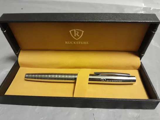 RUCKSTUHL STAINLESS STEEL HAND ASSEMBLED LUXURY PEN IN GIFT BOX 