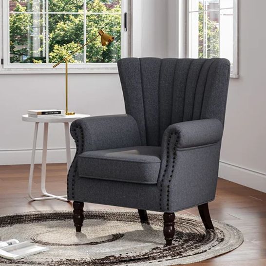 BOXED DESIGNER BRYNE WINGBACK EASY CHAIR GREY