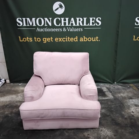 QUALITY 1 SEATER PINK VELVET SOFT TOUCH SOFA