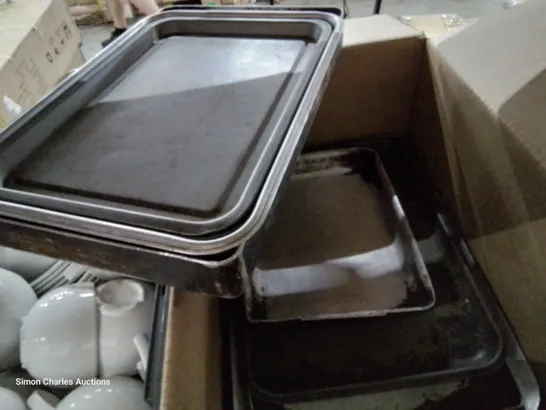 THREE BOXES ASSORTED CATERING ITEMS, INCLUDING, SUNDAE GLASSES, COFFEE CUPS, METAL BOWLS & POTS, CROCKERY.