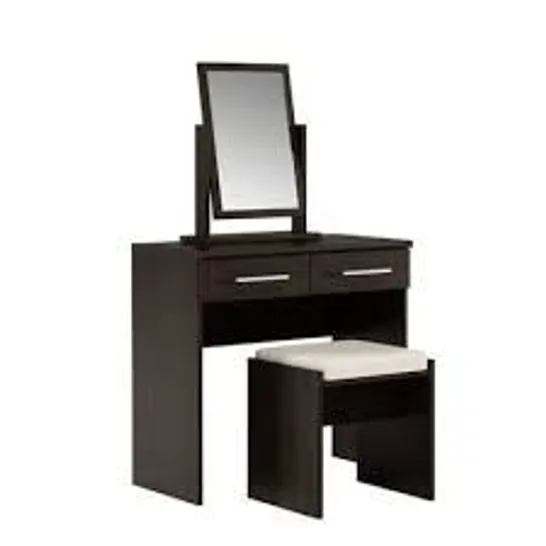 BRAND NEW BOXED PRAGUE BLACK ASH DRESSING TABLE WITH STOOL AND MIRROR (1 BOX)