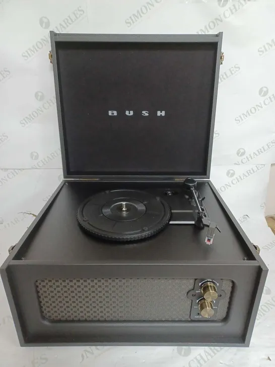 BOXED BUSH CLASSIC WOODEN TURNTABLE WITH LEGS IN BLACK