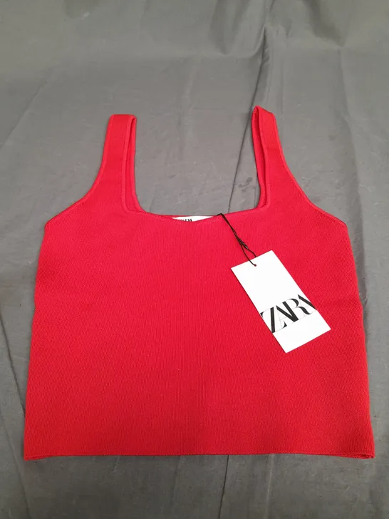 ZARA RED STRETCH CROPPED TOP - SMALL