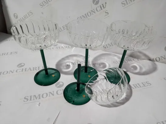 SET OF 4 DESSERT GLASSES GREEN